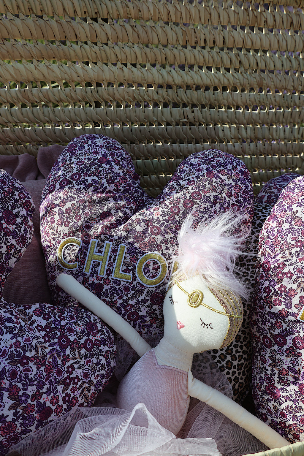 Le coussin coeur fleuri