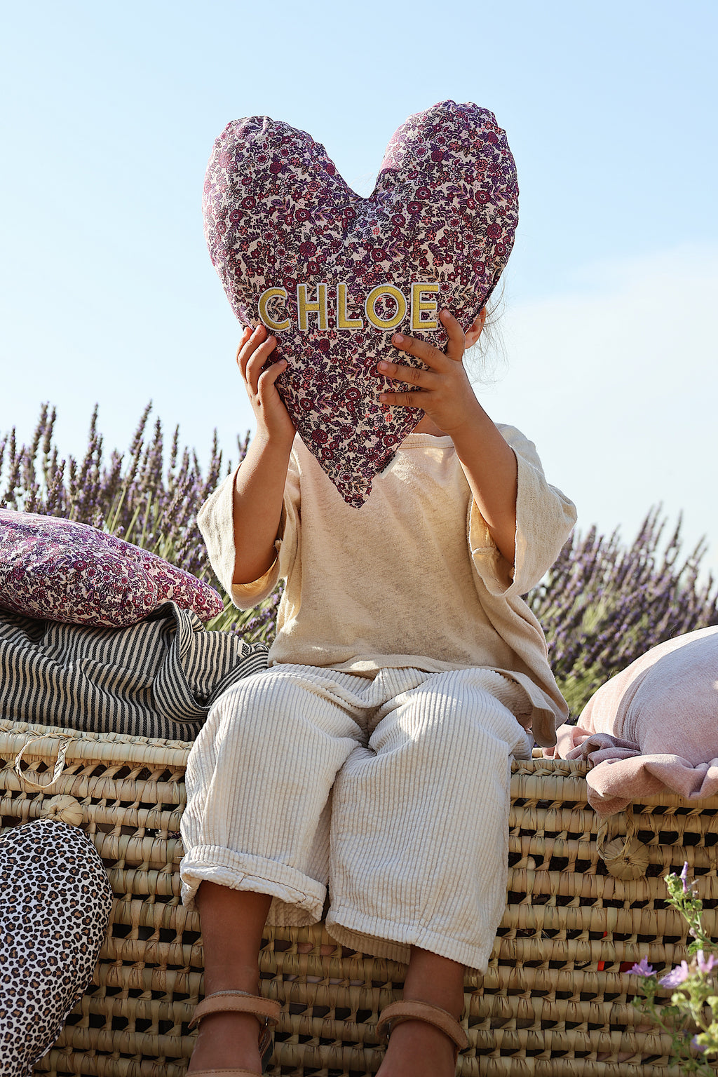Le coussin coeur fleuri