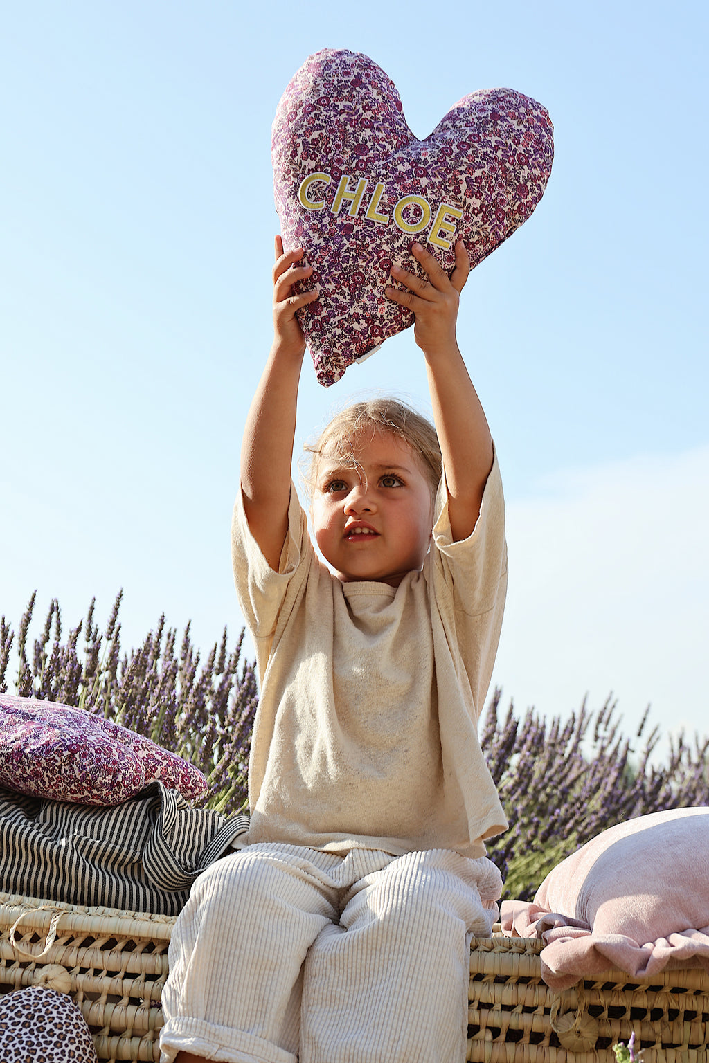 Le coussin coeur fleuri