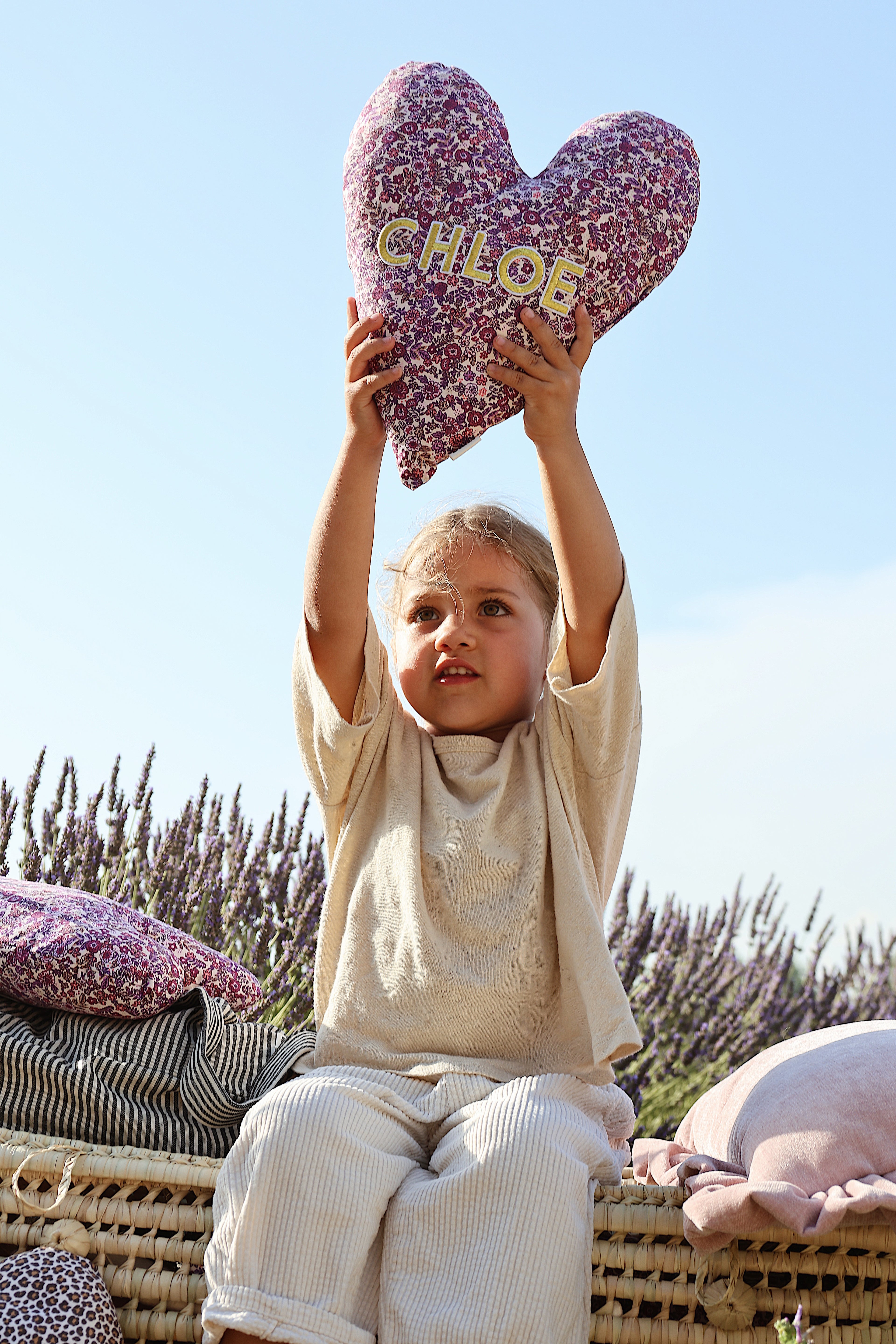 Le coussin coeur fleuri